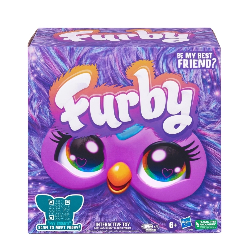 Furby Purple Plush Toy, Voice Activated, 15 Fashion Accessories, Interactive Toy